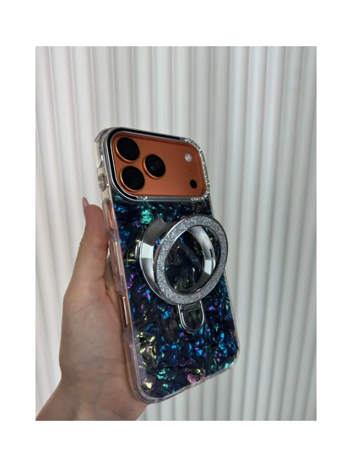 Standlı Ebruli Magsafe - Abis Mavi (Temsili 17 Pro Max ile çekilmiştir, Ürünün uyumlu olduğu cihazlar altta seçenek olarak çıkmaktadır.) - Ürün görseli