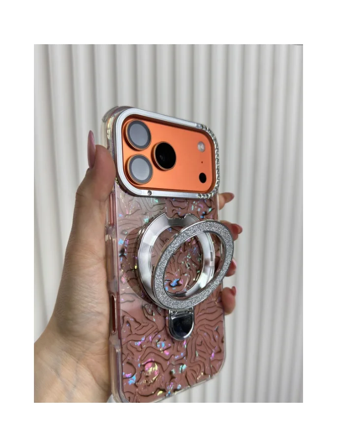 Standlı Ebruli Magsafe - Kahverengi (Temsili 17 Pro Max ile çekilmiştir, Ürünün uyumlu olduğu cihazlar altta seçenek olarak çıkmaktadır.) - Ürün görseli